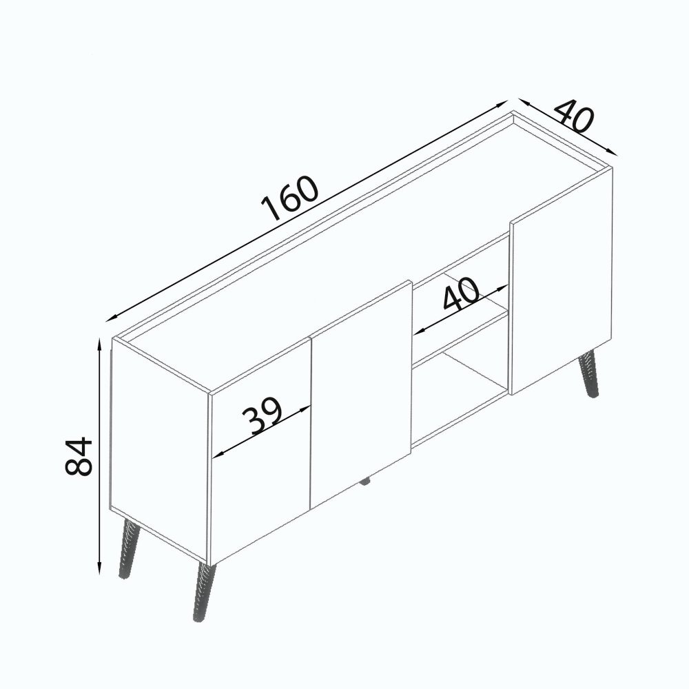 Madia di design con 3 ante in Truciolare cm 150×41,5×78 – THOMAS