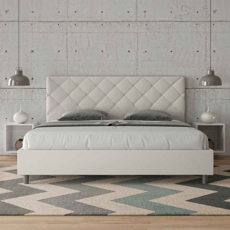 Letto Matrimoniale King size rivestito in Similpelle – PRIYA