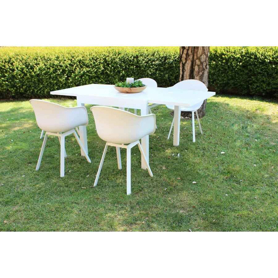 DEREK – set tavolo da giardino con sedie in alluminio cm 90/180x90x75 h