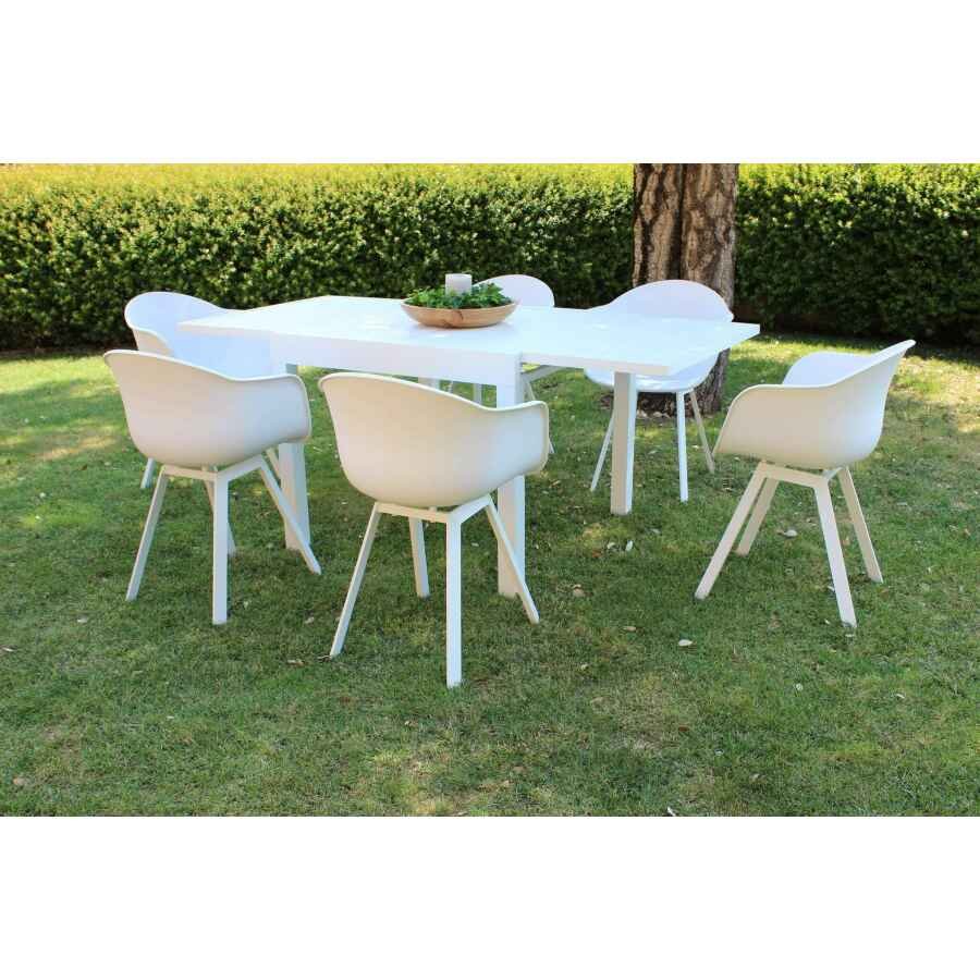 DEREK – set tavolo da giardino con sedie in alluminio cm 90/180x90x75 h