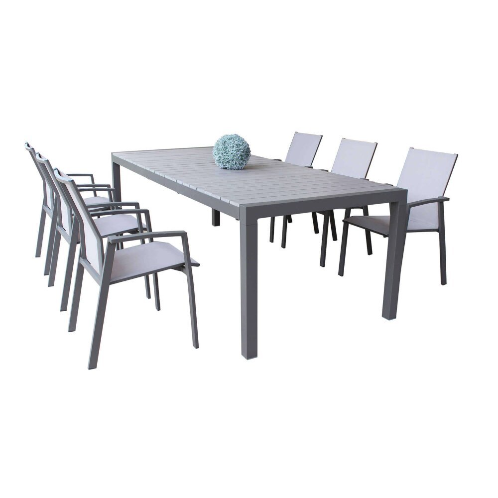 RED – set tavolo da giardino con sedie in alluminio cm 162/242x100x74 h