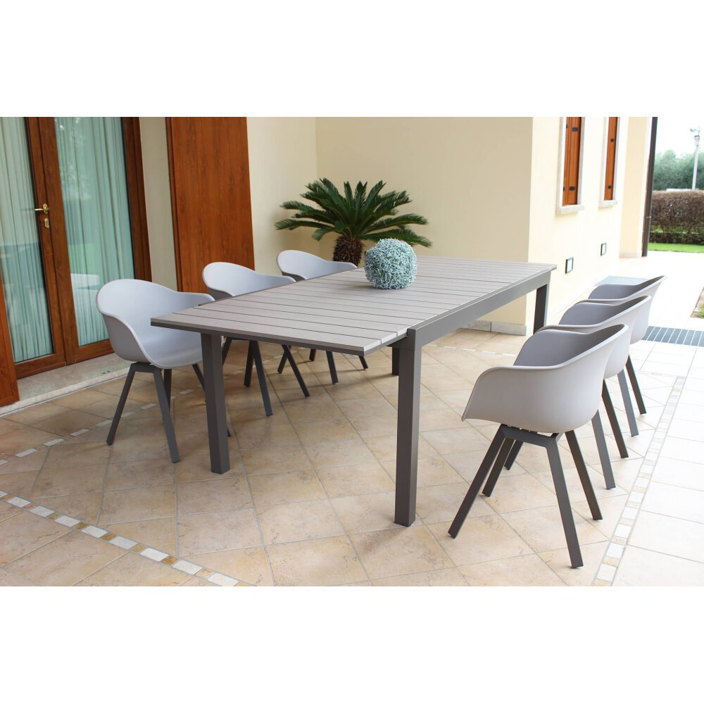 RED – set tavolo da giardino con sedie in alluminio cm 162/242x100x74 h