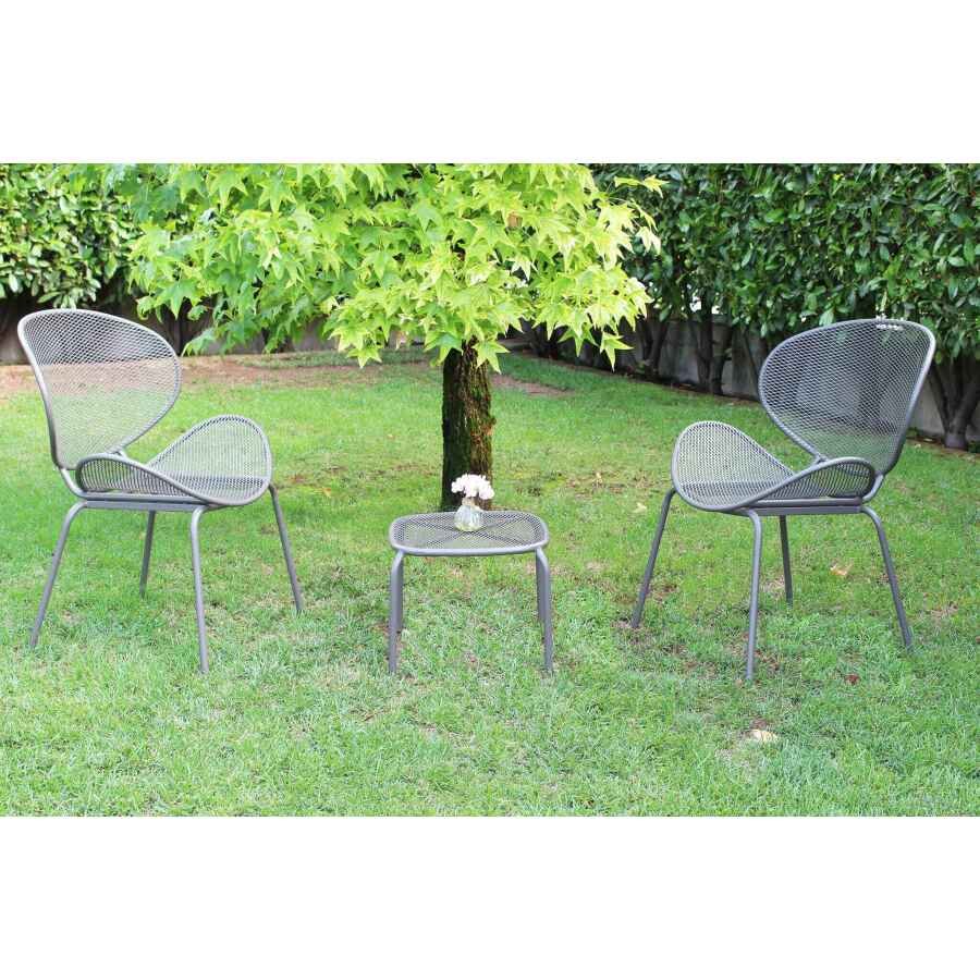 DELL – set tavolo da giardino con sedie in metallo cm 41x41x43,5 h