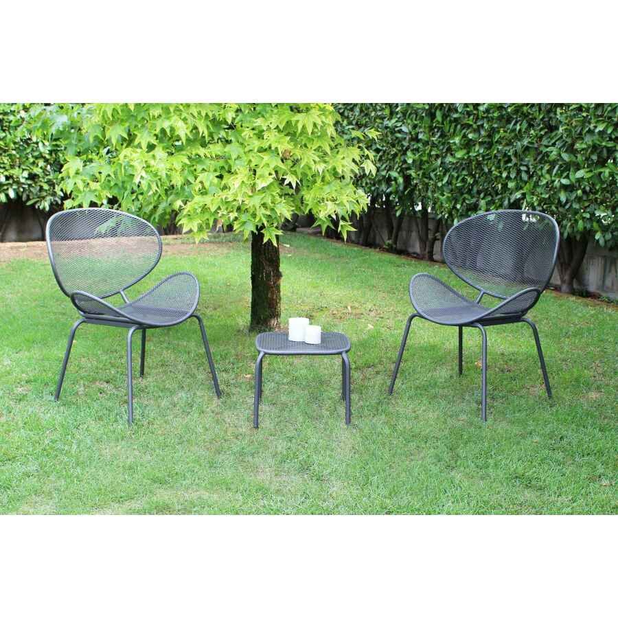 DELL – set tavolo da giardino con sedie in metallo cm 41x41x43,5 h