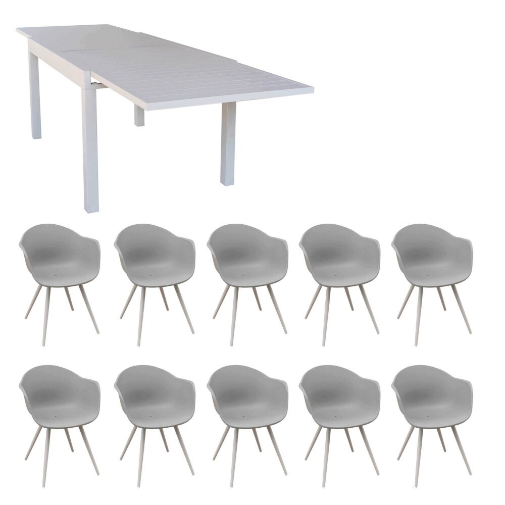 DEREK – set tavolo da giardino con sedie in alluminio cm 135/270x90x75 h