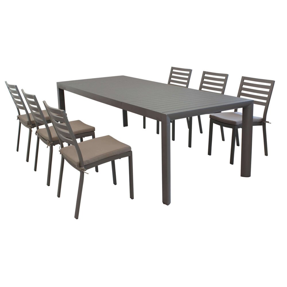 MIKE – set tavolo da giardino con sedie in alluminio cm 180/240x100x75 h