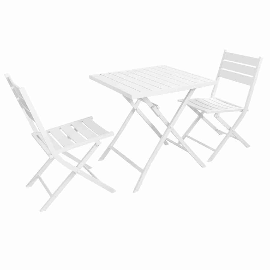 DANIEL – set tavolo da giardino con sedie pieghevole salvaspazio in alluminio 70×70