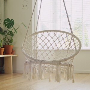 Sedia Sospesa Rotonda con cuscino in Metallo cm 80x80x120 – LORENNE