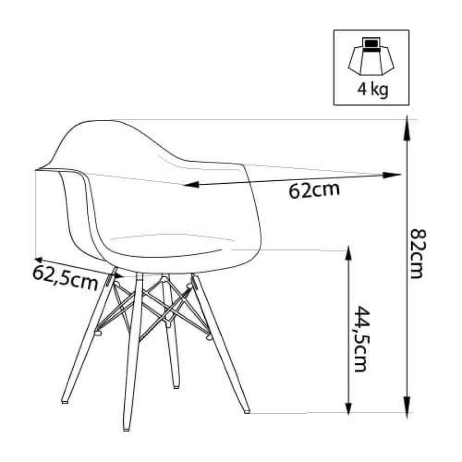 Poltrona Scandinava Moderna in Legno,Acciaio,Plastica cm 62,5x62x81 – NOAH