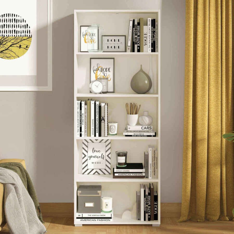 libreria cinque ripiani moderno minimal in legno cm 70 x 24,5 x 176,5 h – MADDI