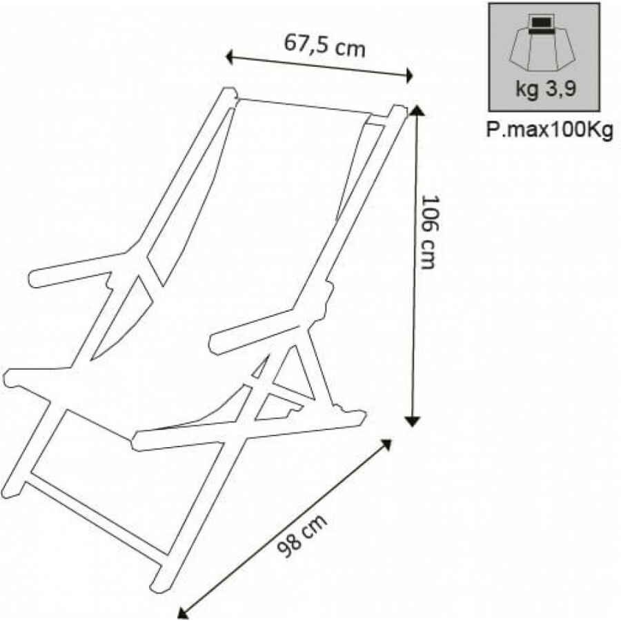 Sdraio mare prendisole Pieghevole in Alluminio,Textilene cm 98×67,5×106 – BURT