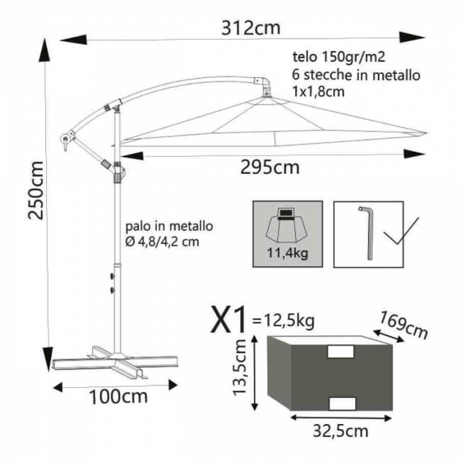 Ombrellone da Giardino Rotondo 3 decentrato – NILO