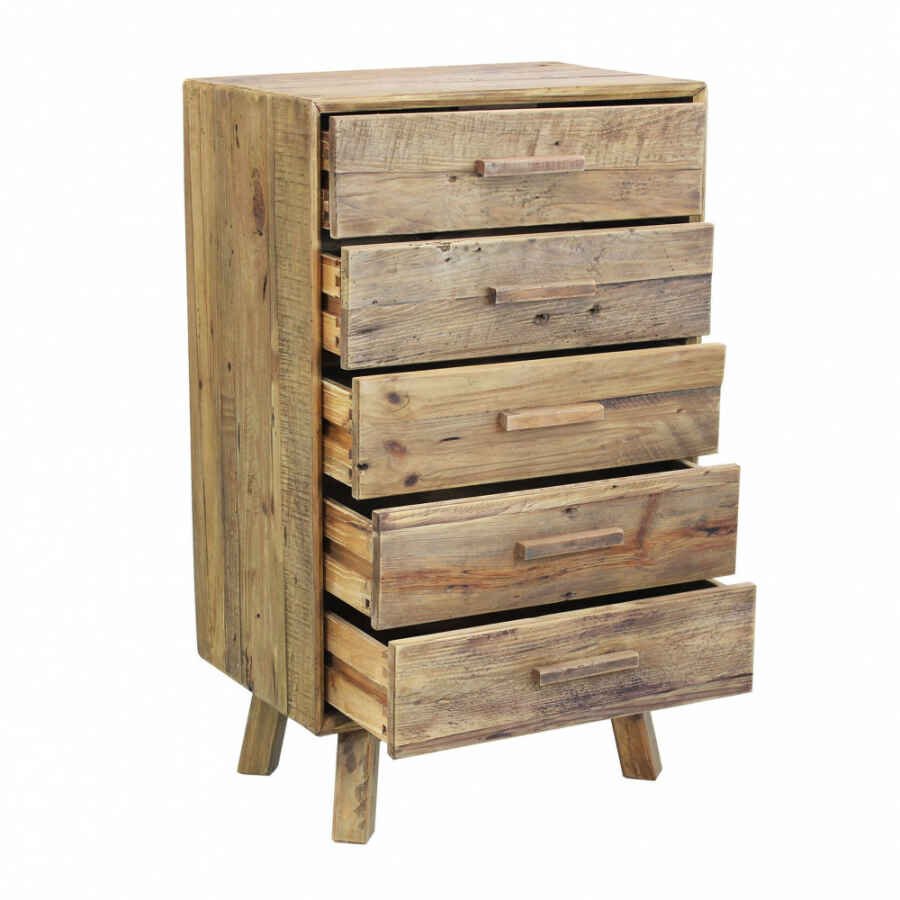 Cassettiera in Pino riciclato cm 60x40x140,5 – PINE