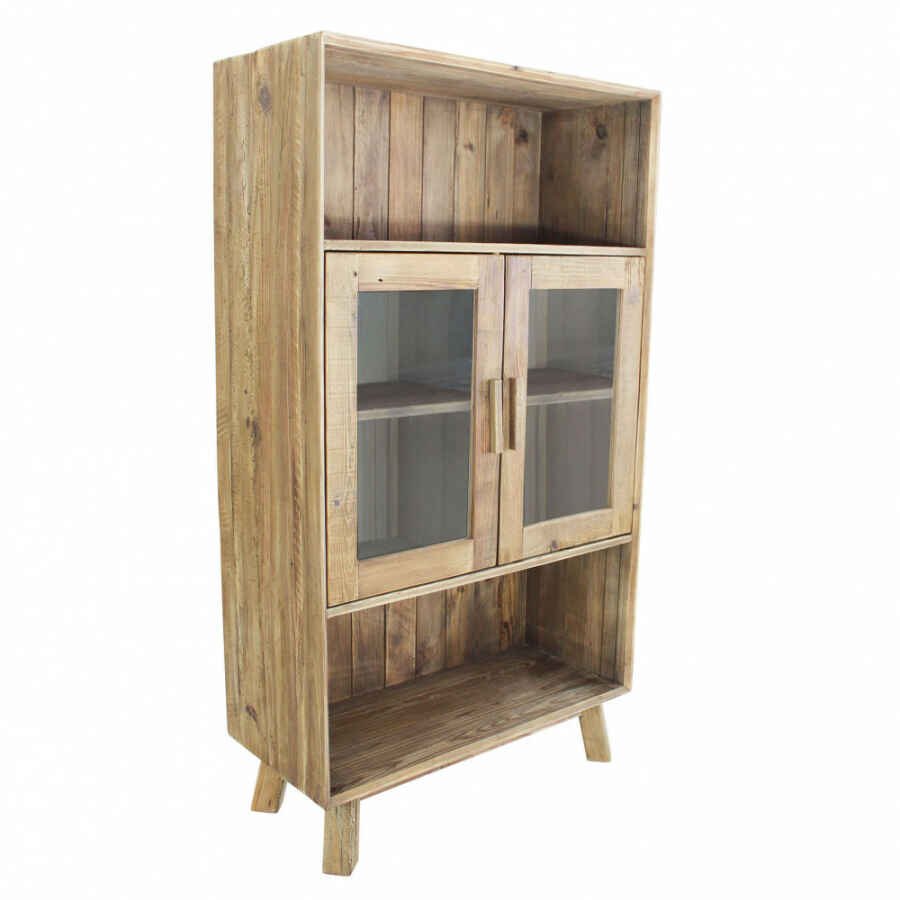 Credenza con Vetrina in Pino riciclato cm 90x40x160 – PINE