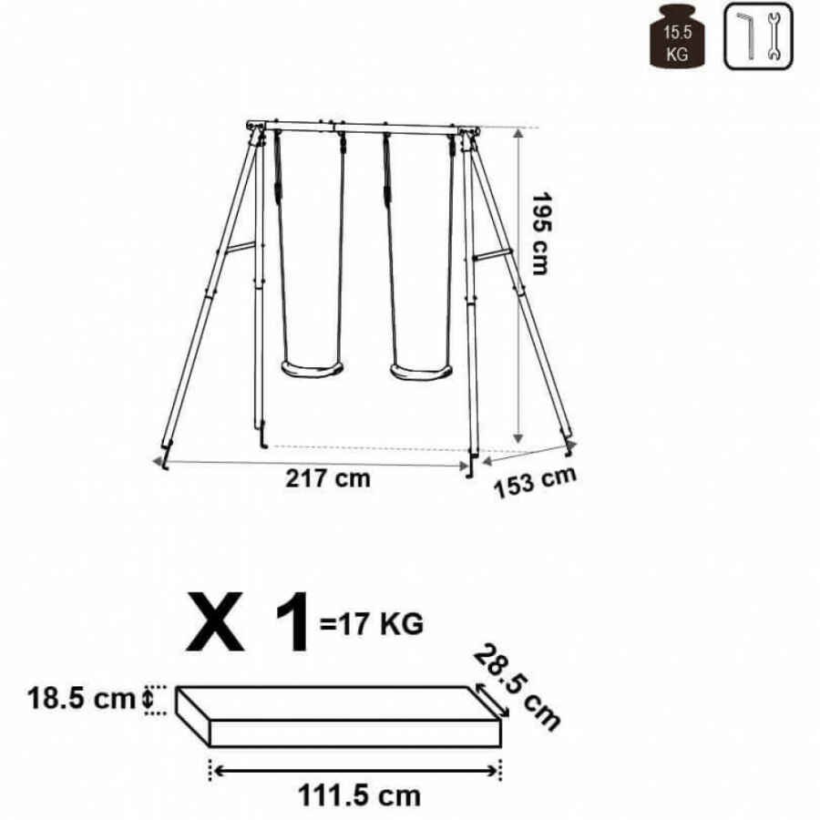 Altalena per bambini 2 posti in Acciaio cm 153x217x195 – MASHA