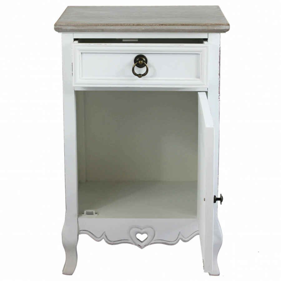 Mobiletto 1 cassetto 1 anta shabby chic in Legno cm 44x34x68 – MAYNARD