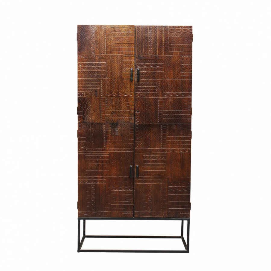 Credenza con decoro 4 ante in Legno,Metallo cm 96x46x182 – BONIFACE