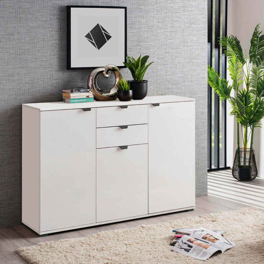 credenza moderna con 3 ante e 2 cassetti cm 135 x 40 x 95 h – PLUS