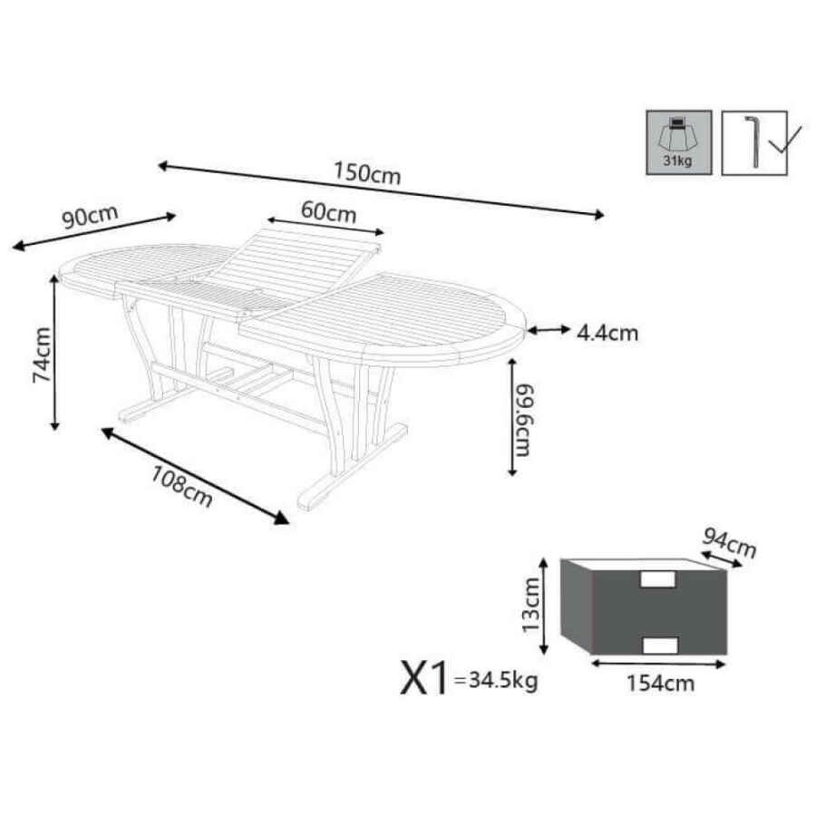 Tavolo da Giardino Allungabile 150-200×90 – NILES