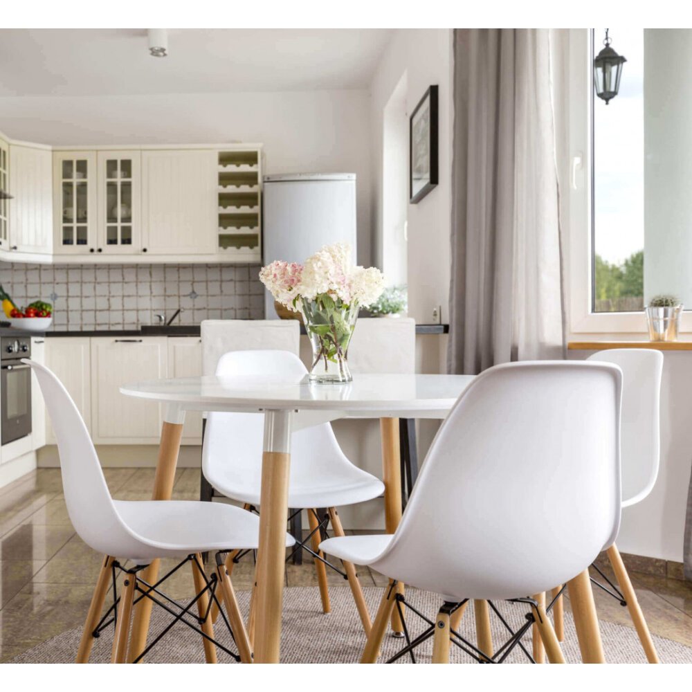 Sedia per Sala da Pranzo scandinava in Legno,Acciaio,Plastica cm 53x47x82 – NOAH
