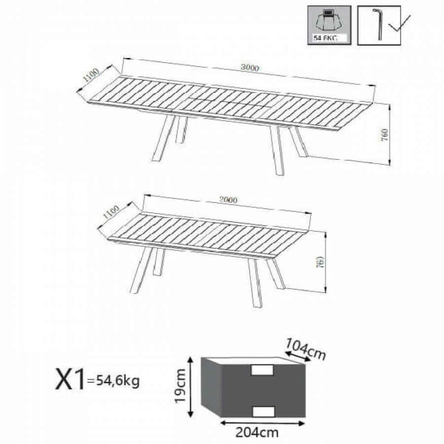 Tavolo da Giardino Allungabile 200-300×110 – WARD