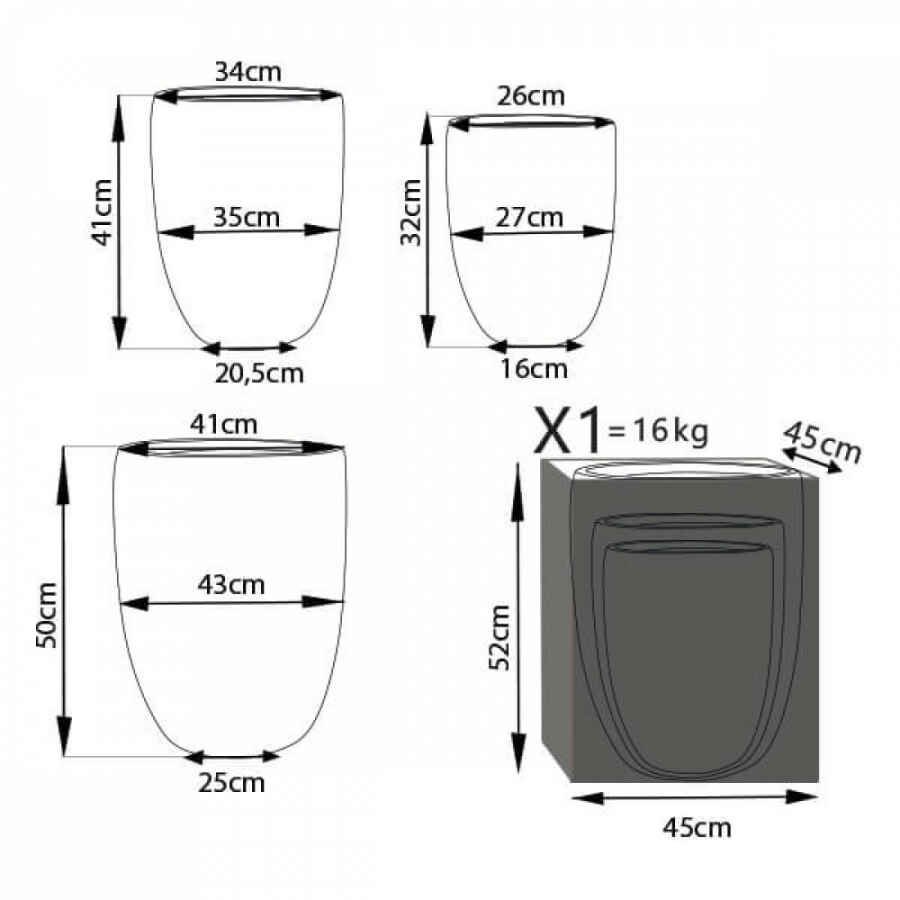 Set di 3 vasi in Fibra sintetica cm 27x27x32 – MARSHALL