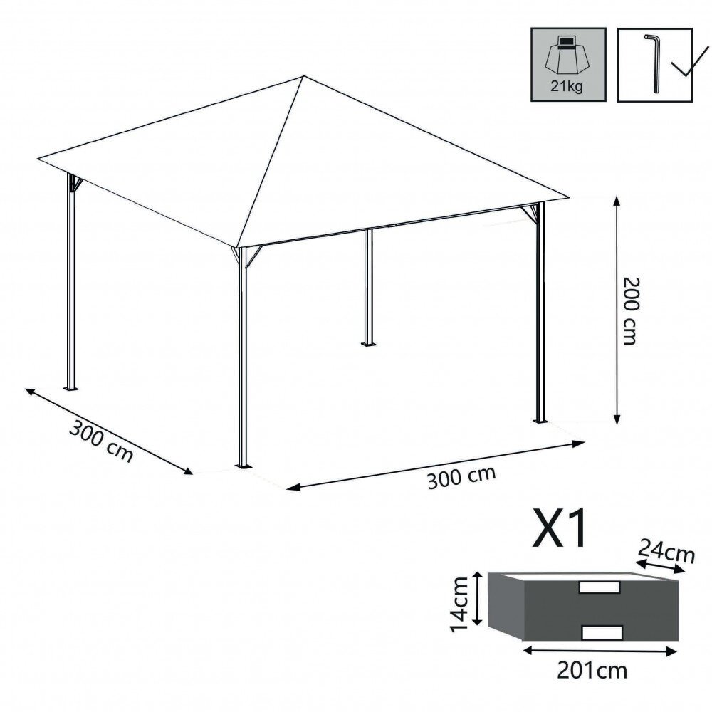 Gazebo da Giardino 3×3 in acciaio,poliestere – LOUIE