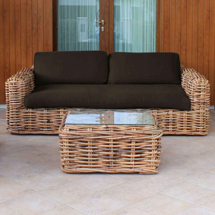 Divano da Giardino 2 posti con cuscino in Rattan naturale – NATUR