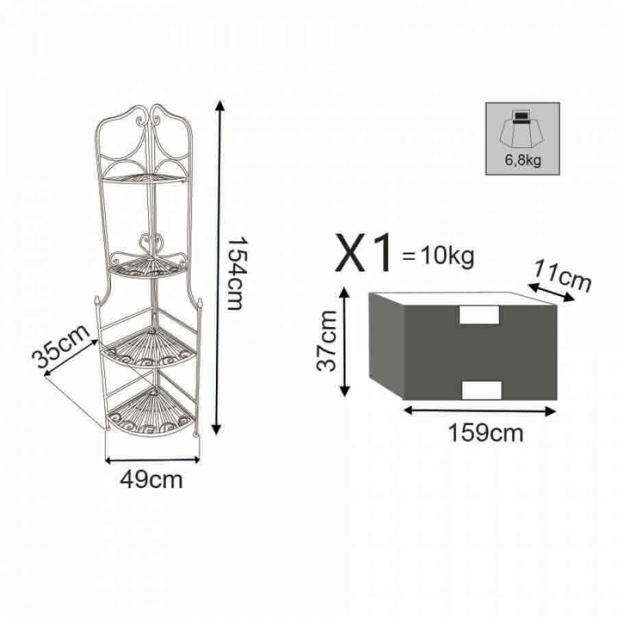 Scaffale 4 piani stile provenzale verniciato in Acciaio cm 49x35x154 – REGGY