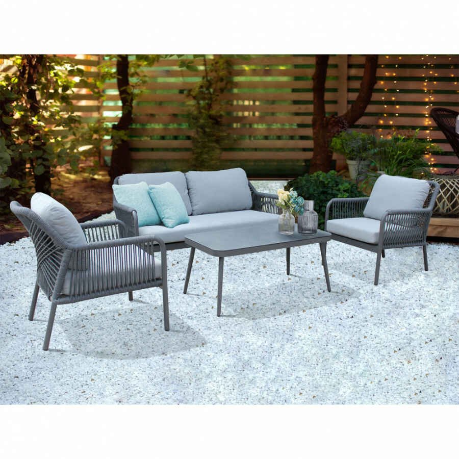 salotto da giardino in alluminio 4 posti D.148x78x79/P.70x78x79/T.100x55x45 – GIG