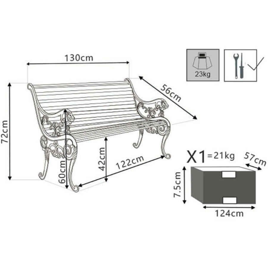 Panca in ghisa in Legno,Ghisa cm 130x72x56 – GODWIN