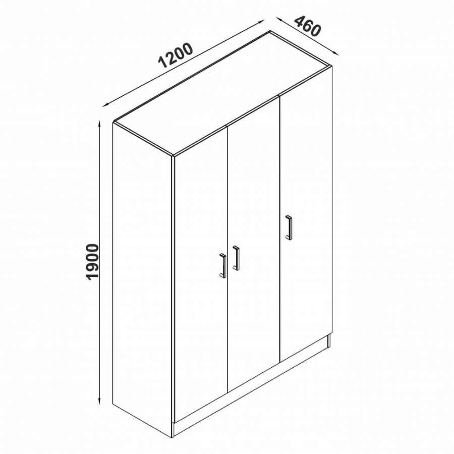 armadio a 3 ante cm 120x46x190 h – OLMO