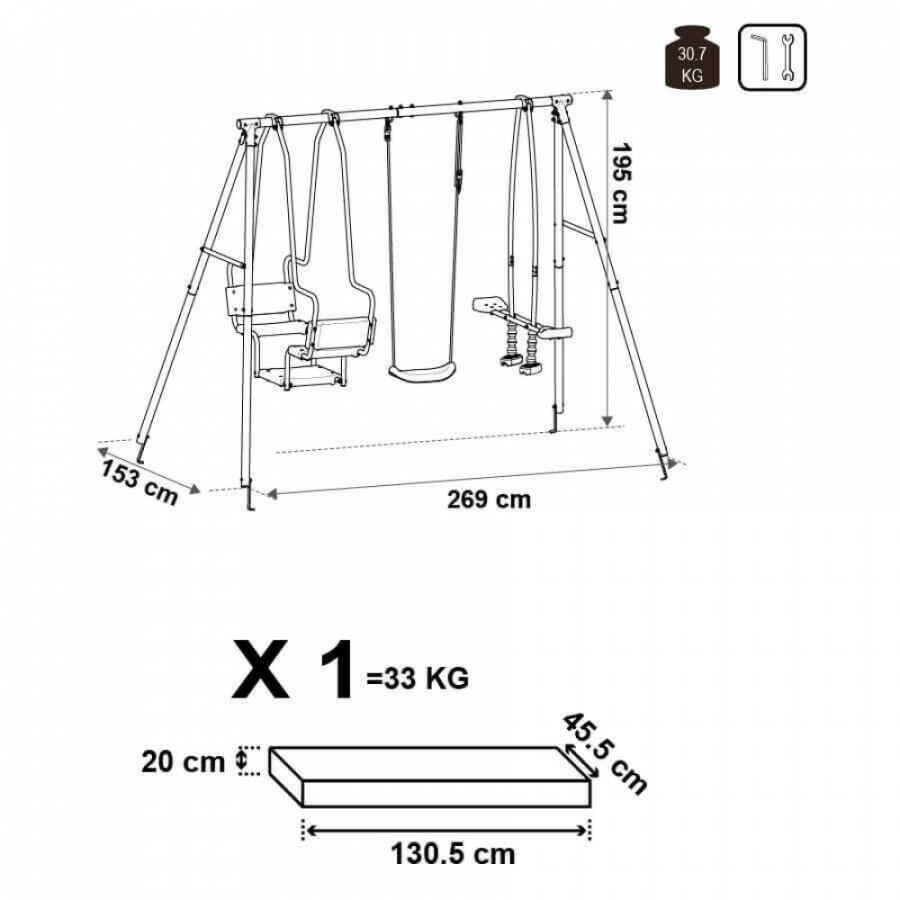 Altalena per bambini 5 posti in Acciaio cm 153x269x195 – MASHA