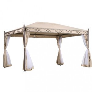 Gazebo da Giardino 3×4 con pareti in acciaio,poliestere – HUFFIE