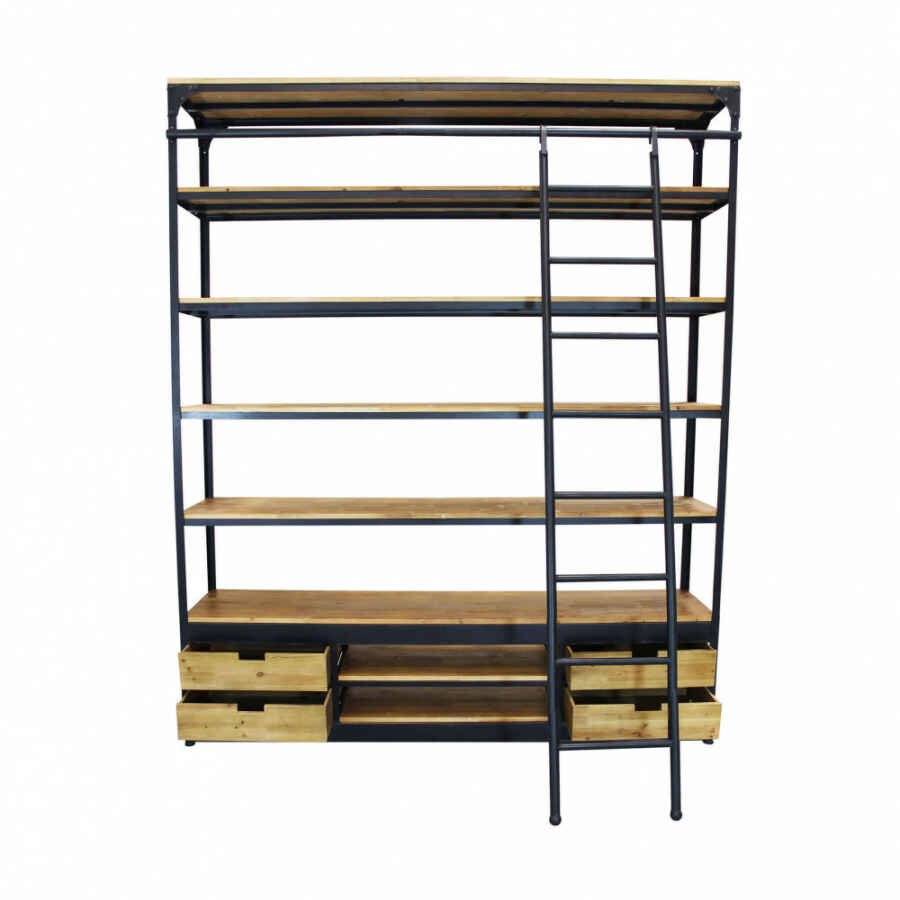 Libreria Industrial in Acciaio,Legno cm 182x41x217 – NEWTON