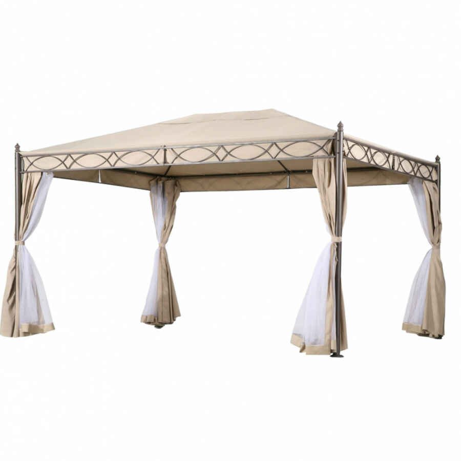 Gazebo da Giardino 3×4 con pareti in acciaio,poliestere – HUFFIE