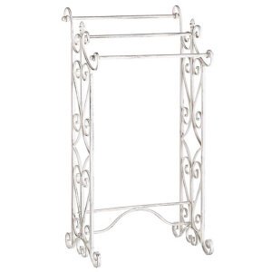 Porta asciugamani stile provenzale verniciato in Acciaio cm 44x34x90 – KEITH