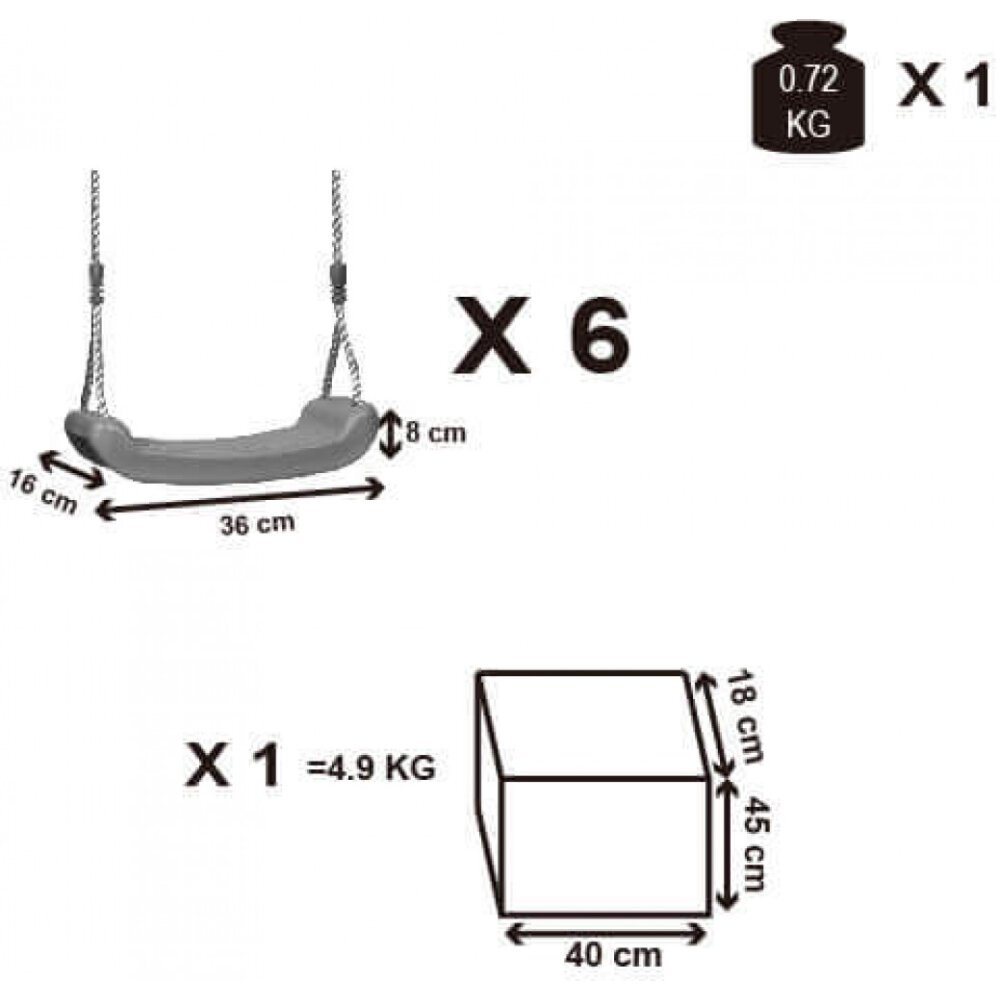 Seggiolino per altalena singolo in Plastica cm 36x16x8 – MUNROE