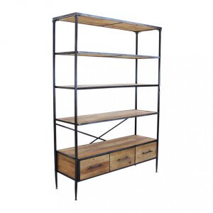 Libreria in Legno,Metallo cm 128×44,5×153,5 – DENE