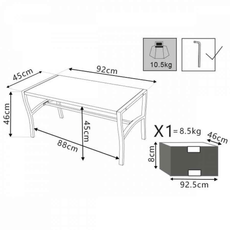 Tavolino da Giardino in Acciaio,Acciaio cm 92x45x45 – SHELDON