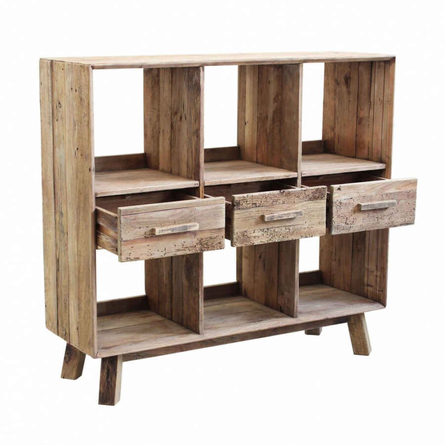 Libreria con 6 ripiani in Pino riciclato cm 120x40x110 – PINE