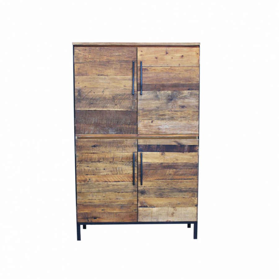 Credenza Moderna con quattro ante in Legno,Metallo cm 100x40x160 – DARWIN