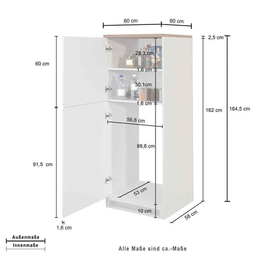 Mobile Porta frigo con 2 ripiani 60X60X164,5cm – NAUTILUS