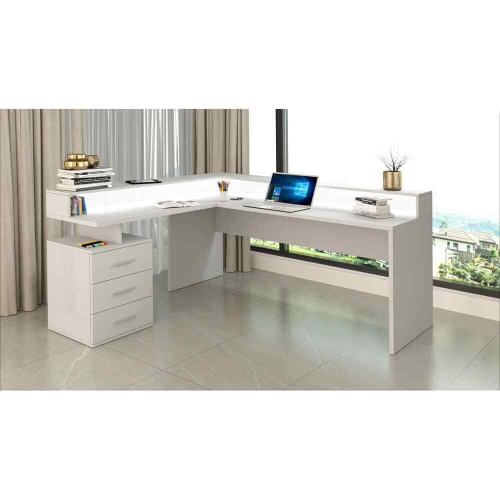 Scrivania con sopralzo e cassettiera 3 cassetti 160/180x60x90cm – NOVA