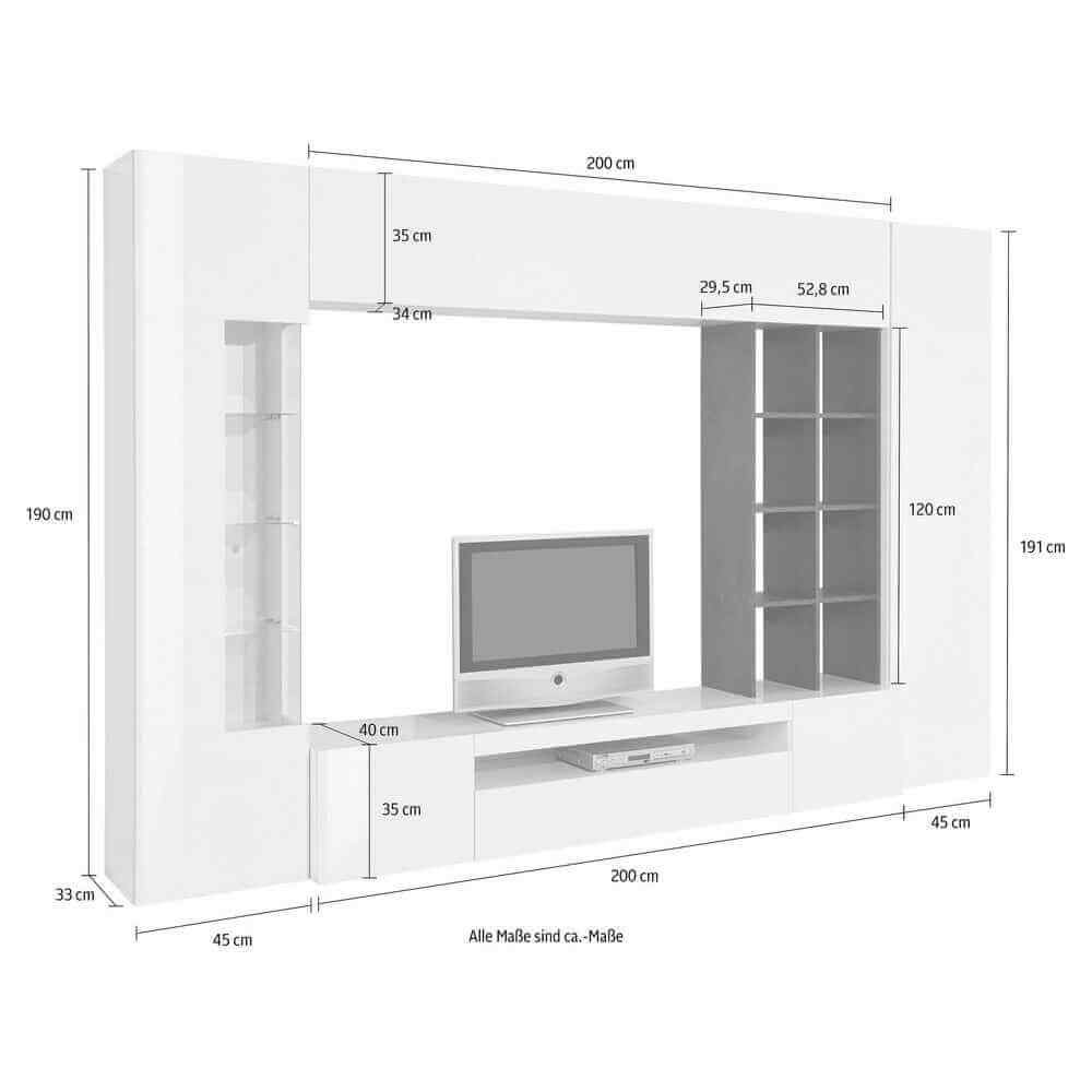 Parete Attrezzata Moderna per Soggiorno 290x40x192,2cm – STELLAR