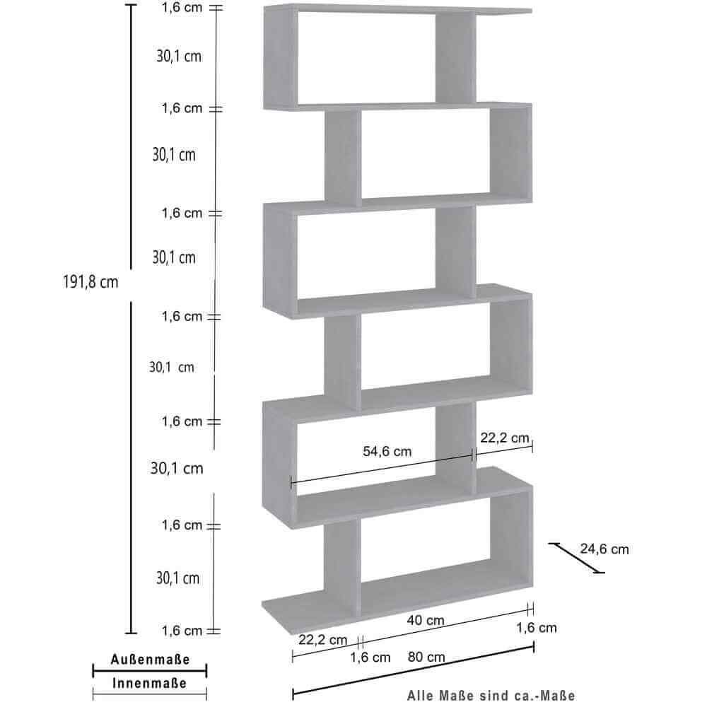 Libreria Moderna per Soggiorno 80×24,6×191,8cm – ODYSSEY