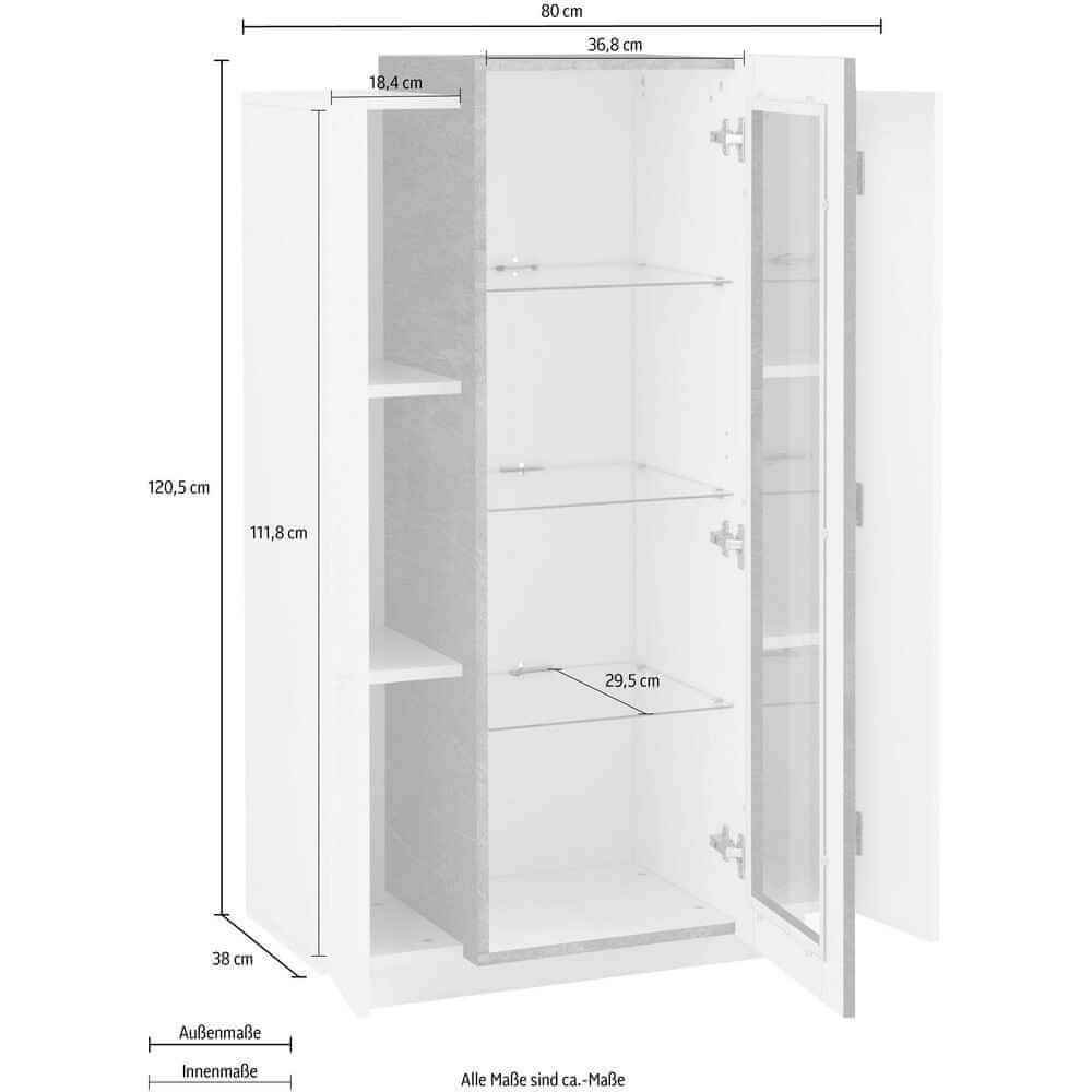 Vetrina Moderna per Soggiorno E Sala Da Pranzo 80x38x120,5cm – CELESTIA