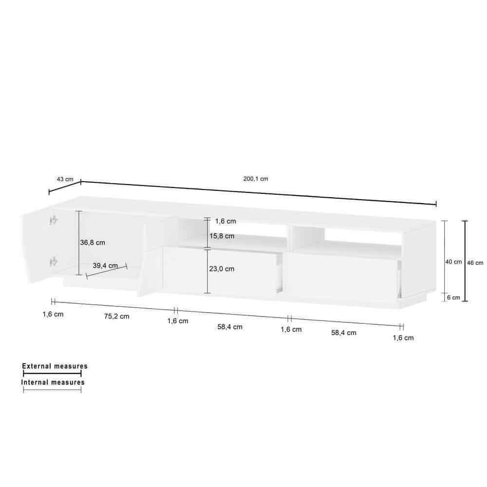 Mobile Porta Tv Moderno 200,1x43x46cm – NEBULA