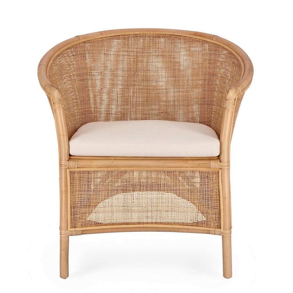 Poltrona in rattan con cuscino – MIRELLA