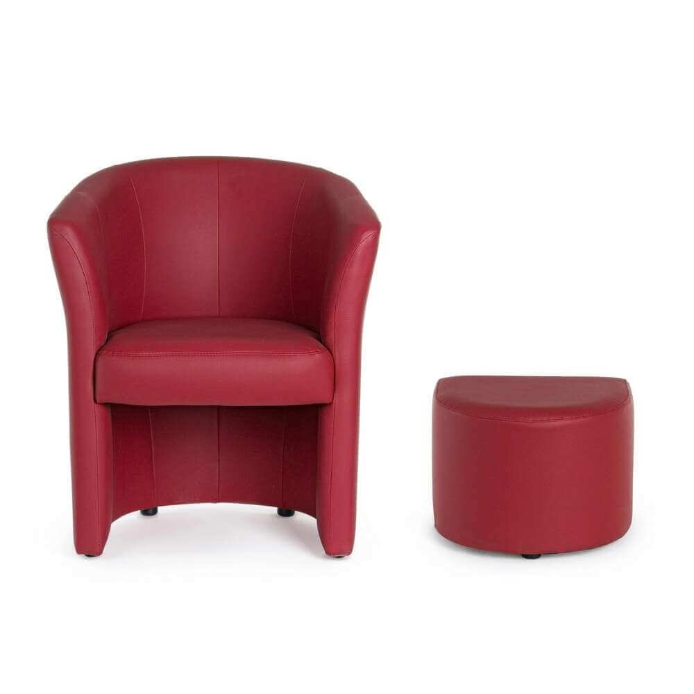 Poltrona con Pouf in ecopelle – ROBINSON